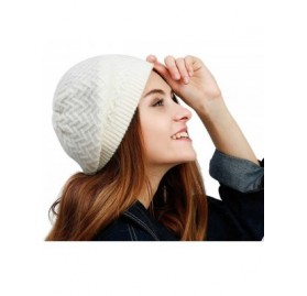 Berets Women's Lady Knitted Beret hat Merino Wool Braided hat French Beret for Winter Autumn Solid Color - Ivory - CM18258IYH...