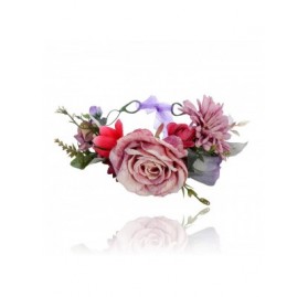 Headbands Flower Crown Bohemian Floral Headdress - Light Purple + Red - CD18R3LA06C $8.79