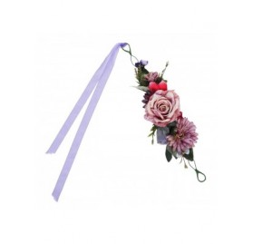 Headbands Flower Crown Bohemian Floral Headdress - Light Purple + Red - CD18R3LA06C $8.79