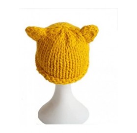 Skullies & Beanies Knit Beanie Cat Ears Cap for Baby & Kids & Pussycat Hat Women's March - Yellow - CQ188A7CCID $8.37