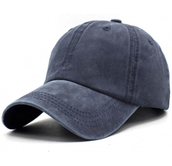 Baseball Caps Unisex Vintage Washed Distressed Baseball-Cap Twill Adjustable Dad-Hat - A05-navy - CE18C0RSNQZ $23.81