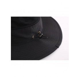 Sun Hats Men's Sun Hat UPF 50+ Wide Brim Bucket Hat Windproof Fishing Hats - Black - CH12DS75AF7 $17.20