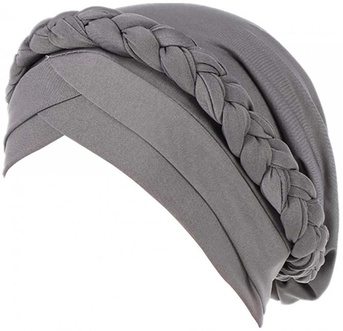 Skullies & Beanies Hijab Braid Silky Turban Hats for Women Cancer Chemo Beanies Cap Headwrap Headwear - Gray - CD18R5MLDOT $1...