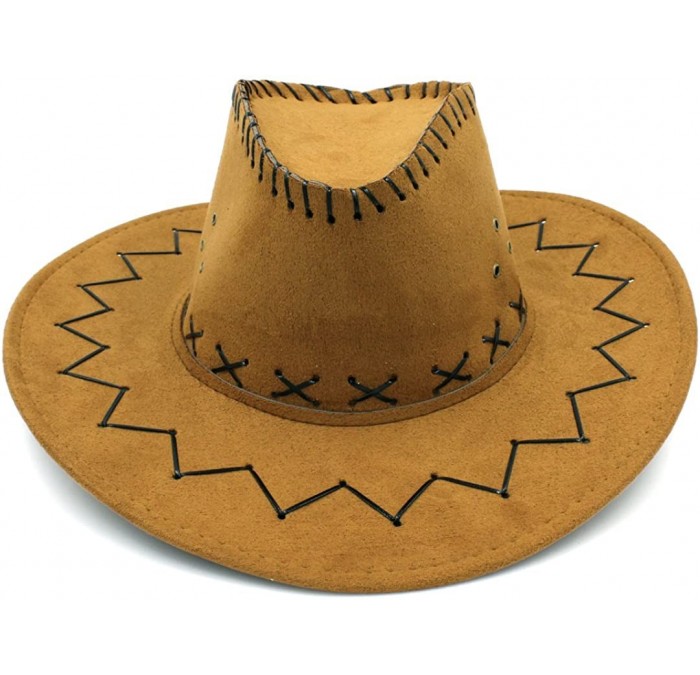 Cowboy Hats Fashion Unisex Adult Western Cowboy Cowgirl Caps Wide Brim Sun Hats - Camel - C0188GLXCA4 $9.29