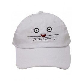 Baseball Caps Cat Face Cotton Baseball Caps - White - C917Z5EAYEC $13.72