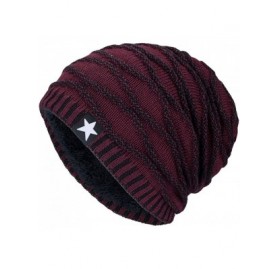 Skullies & Beanies Ski Hat- Unisex Adult Chunky Soft Knit Ribbed Beanie Warm Skull Cap - Wine Red - C118HWO0ZN5 $11.11