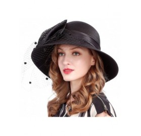 Bucket Hats Kentucky Derby Dress Church Cloche Hat Sweet Cute Floral Bucket Hat - Veil-black - CV18DG87IRO $24.29
