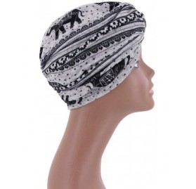 Skullies & Beanies Shiny Metallic Turban Cap Indian Pleated Headwrap Swami Hat Chemo Cap for Women - Gray Striped - C018WYHGY...