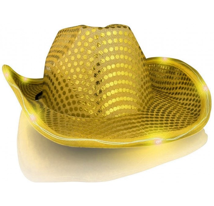 Cowboy Hats LED Gold Tube Cowboy Hat (2-Pack) - Gold - CM18DKXC3LA $55.66