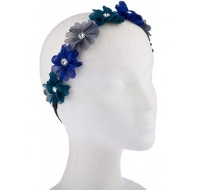 Headbands Burgundy Violet Crystal Stone Floral Elastic Headwrap Headband - Royal Blue- Blue Green- Grey - CM12N8SD7HB $8.57