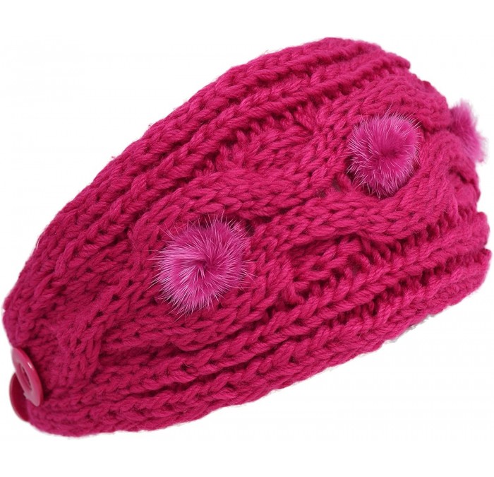 Cold Weather Headbands Plain Adjustable Winter Cable Knit Headband - 2-hot Pink - C818MGQZQ5Z $12.83