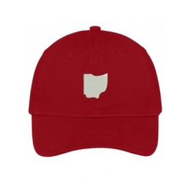 Baseball Caps Ohio State Map Embroidered Low Profile Soft Cotton Brushed Baseball Cap - Red - CY17X0N7704 $21.76