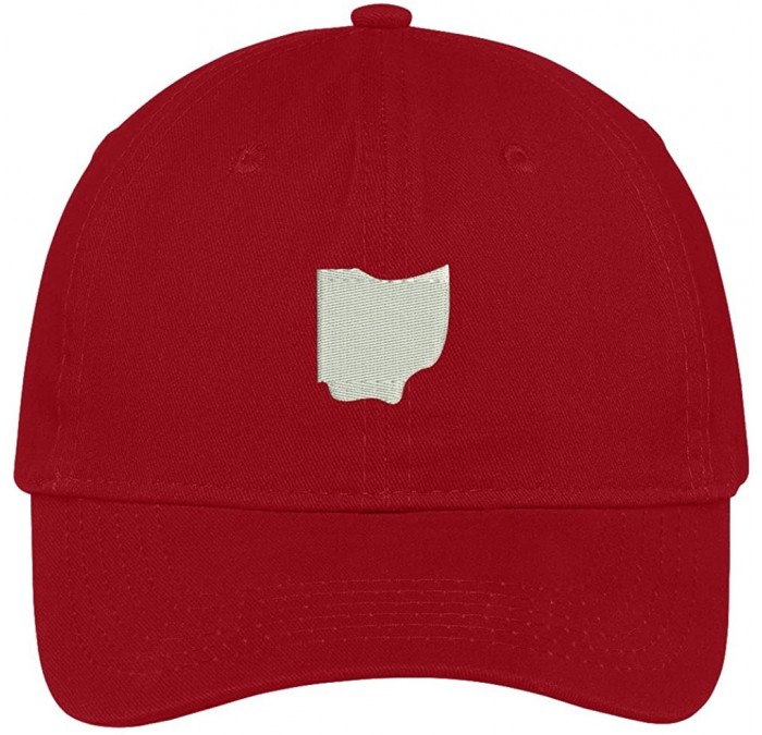 Baseball Caps Ohio State Map Embroidered Low Profile Soft Cotton Brushed Baseball Cap - Red - CY17X0N7704 $21.76