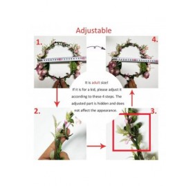 Headbands Adjustable Flower Crown Festivals Headbands Garland Girls Hair Wreath - B1pink - CJ18QZ8UE33 $9.24