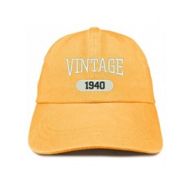 Baseball Caps Vintage 1940 Embroidered 80th Birthday Soft Crown Washed Cotton Cap - Mango - CL180WXADD9 $21.95