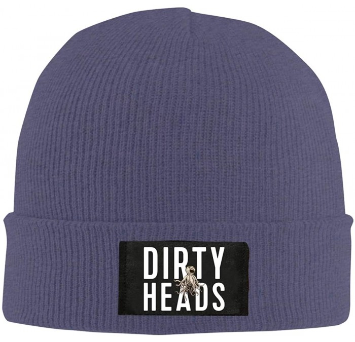 Skullies & Beanies Dirty Heads Beanie Hat Winter Warm Knit Skull Hat Cap for Adults Unisex Black - Navy - C218M28UW8W $22.99