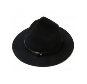 Fedoras Women Fedora Hat Witch Style- 100% Wool Felt Hat- Winter Bucket Hat - Black - CL18L8H4MYC $19.89