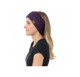 Cold Weather Headbands Cable Knit Ear Warmer Muff Headband For Women and Men For Fall and Winter Cold Weather - Dark Purple -...