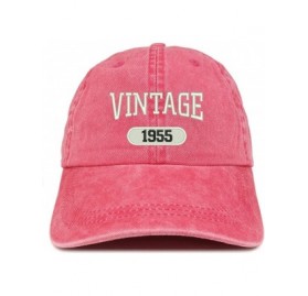 Baseball Caps Vintage 1955 Embroidered 65th Birthday Soft Crown Washed Cotton Cap - Red - CN180WZ4E8U $21.88