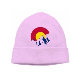 Skullies & Beanies Beanie Hat Colorado Flag Mountain Warm Skull Caps for Men and Women - Pink - C518KKQKUIE $19.40
