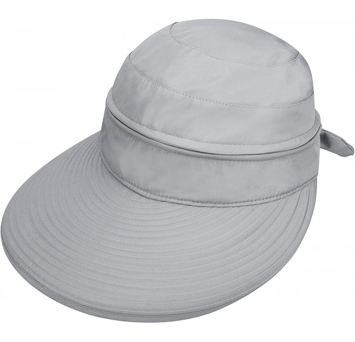 Visors Women's UV Protection Wide Brim Summer 2in1 Visor Sun Hat - Grey - CT12C2832GN $16.29