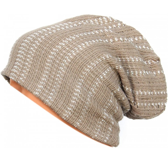 Skullies & Beanies Unisex Adult Winter Warm Slouch Beanie Long Baggy Skull Cap Stretchy Knit Hat Oversized - Khaki - CI128JXJ...