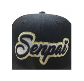Baseball Caps Senpai Cursive 3D Puff Embroidery HAT - Black - CT18C3TEW2E $23.59