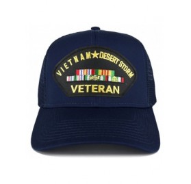 Baseball Caps Vietnam and Desert Storm Veteran Embroidered Patch Snapback Mesh Trucker Cap - Navy - CT189ONDE9G $15.13