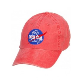 Baseball Caps NASA Insignia Embroidered Washed Cap - Red - CO127A78XBJ $29.54