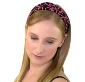 Headbands Skinny Headband- Hot Pink Swirls Over Deep Black- Beautiful Headband - CZ1144YVMQV $10.69