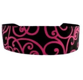 Headbands Skinny Headband- Hot Pink Swirls Over Deep Black- Beautiful Headband - CZ1144YVMQV $10.69