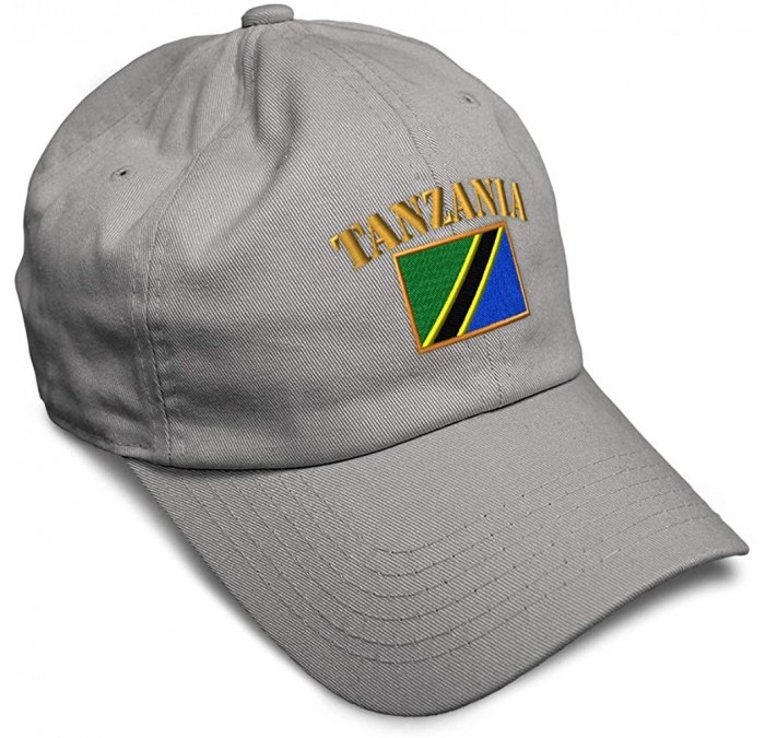Baseball Caps Soft Baseball Cap Tanzania Flag Embroidery Twill Cotton Dad Hats for Men & Women - Light Grey - CD18YSUSRQN $13.12