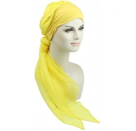 Skullies & Beanies Chemo Headwear Headwrap Scarf Cancer Caps Gifts for Hair Loss Women - Brilliant Yellow - CE18EIOL58N $18.47
