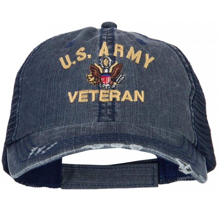 Baseball Caps US Army Veteran Military Embroidered Low Cotton Mesh Cap - Navy - CB18L8TOITK $46.44
