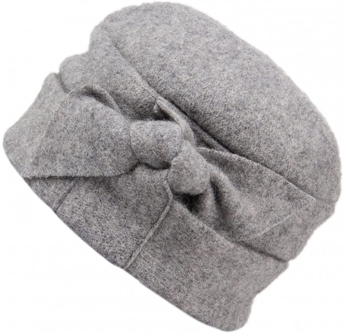 Bucket Hats Women's Wool Warm Bucket Hat Sleeve Head Cap Beanie Hat with Bow - Light Grey - C812M7DIXL7 $33.90