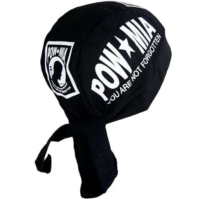 Skullies & Beanies Skull Cap Biker Caps Headwraps Doo Rags - White POW/MIA on Black - CJ12ELHM395 $12.98