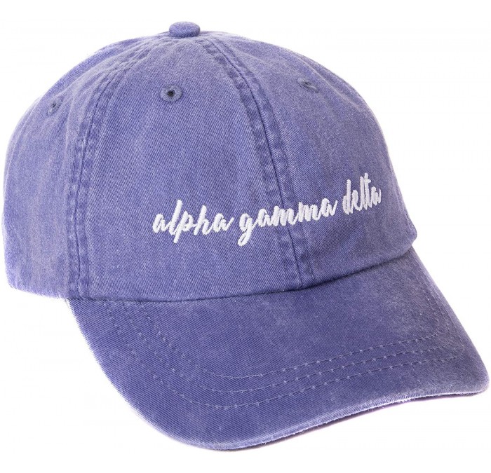 Baseball Caps Alpha Gamma Sorority Baseball Hat Cap Cursive Name Font Alpha Gam - Purple - CG18DTMYM49 $39.06
