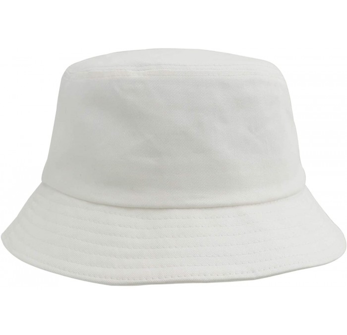 Bucket Hats Unisex 100% Cotton Packable Bucket Hat Sun hat for Men Women - Plain White - C318Q93S6DS $12.68