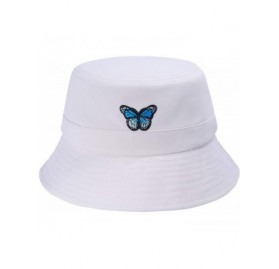 Bucket Hats Unisex Fashion Embroidered Bucket Hat Summer Fisherman Cap for Men Women - Butterfly Beige - CZ1998W6U54 $16.25