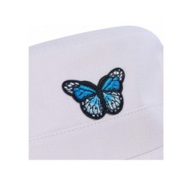 Bucket Hats Unisex Fashion Embroidered Bucket Hat Summer Fisherman Cap for Men Women - Butterfly Beige - CZ1998W6U54 $16.25