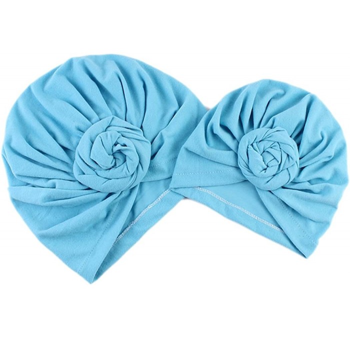 Skullies & Beanies Mom Baby Parent-Child Knot Turban Hat Beanie Cap - Blue - C6185A8NGR4 $8.68