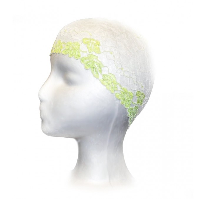 Headbands Women's Lace Under Hijab Headband White with Light Green - White and Light Green - CY123ECVY25 $18.27