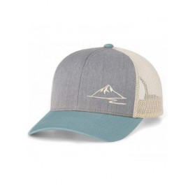 Baseball Caps Trucker Snapback Baseball Hat - Mountain - Heather Grey/Smoke Blue/Beige - CW18OK38RM6 $26.52
