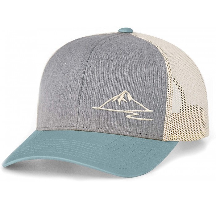 Baseball Caps Trucker Snapback Baseball Hat - Mountain - Heather Grey/Smoke Blue/Beige - CW18OK38RM6 $26.52