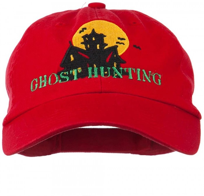 Baseball Caps Halloween Ghost Hunting Embroidered Pet Spun Cap - Red - CY11ONZB9I7 $28.90