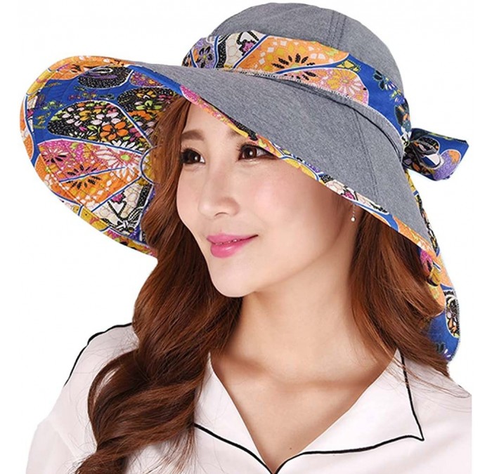 Sun Hats Women's Summer Beach Travelling Sun Hat UV Wide Brim Visor Caps - Blue4 - CI17Z6562N8 $14.07