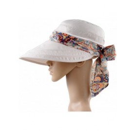 Sun Hats Wide Brim Visor Foldable UV Protection Sun Hat Outdoor Flap Hat for Women - Beige White - CO12MX1Q5XV $17.25