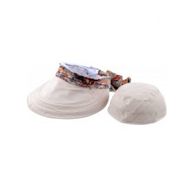 Sun Hats Wide Brim Visor Foldable UV Protection Sun Hat Outdoor Flap Hat for Women - Beige White - CO12MX1Q5XV $17.25
