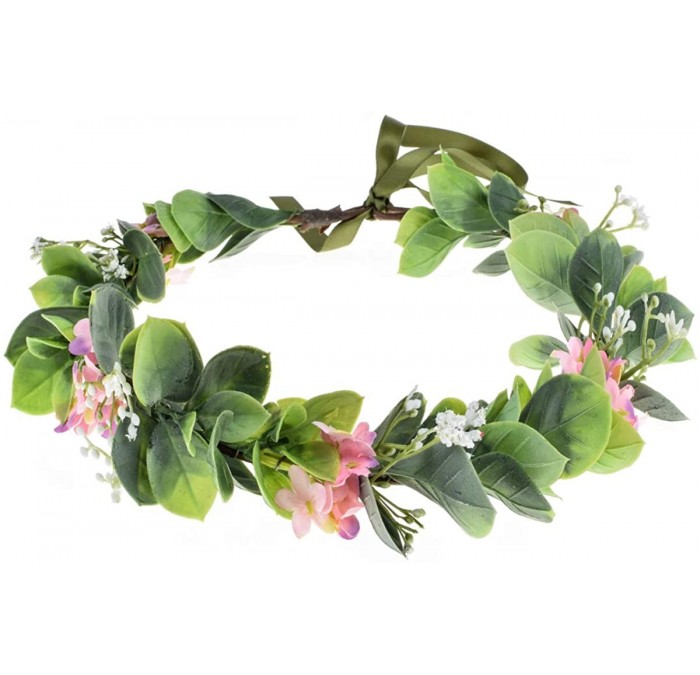 Headbands Succulent Flower Crown Eucalyptus Halo Wedding Floral Headband Photo Prop - B-pink - CK18RCG6Z8T $22.26