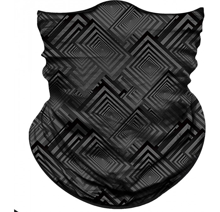Balaclavas Seamless Bandana Face Mask Rave Men Women for Dust Sun Wind Protection - Geometry Black Gray - C518UELXA04 $20.44